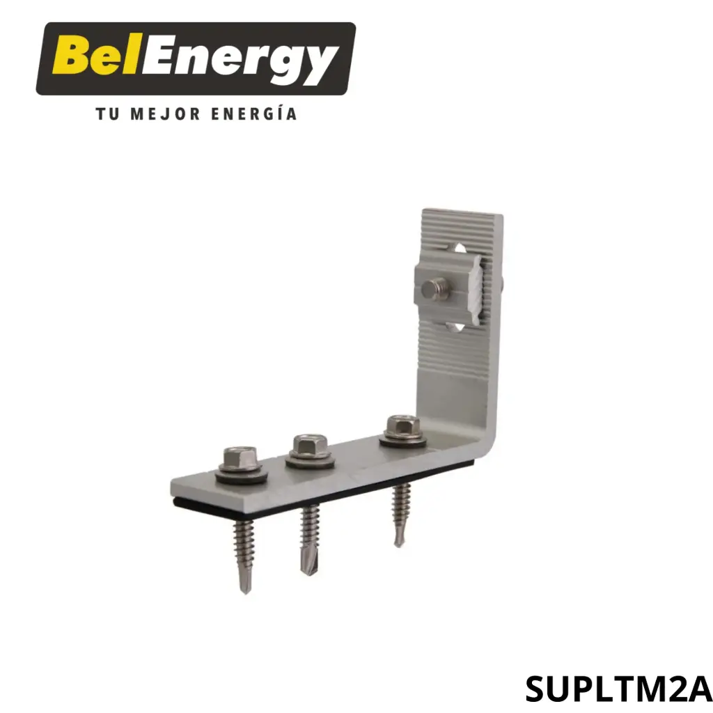 FIJACIÓN PARA TECHO EN CHAPA EN "L" CON 3 TORNILLOS  AUTO PERFURANTES Y FIJACION AL RIEL